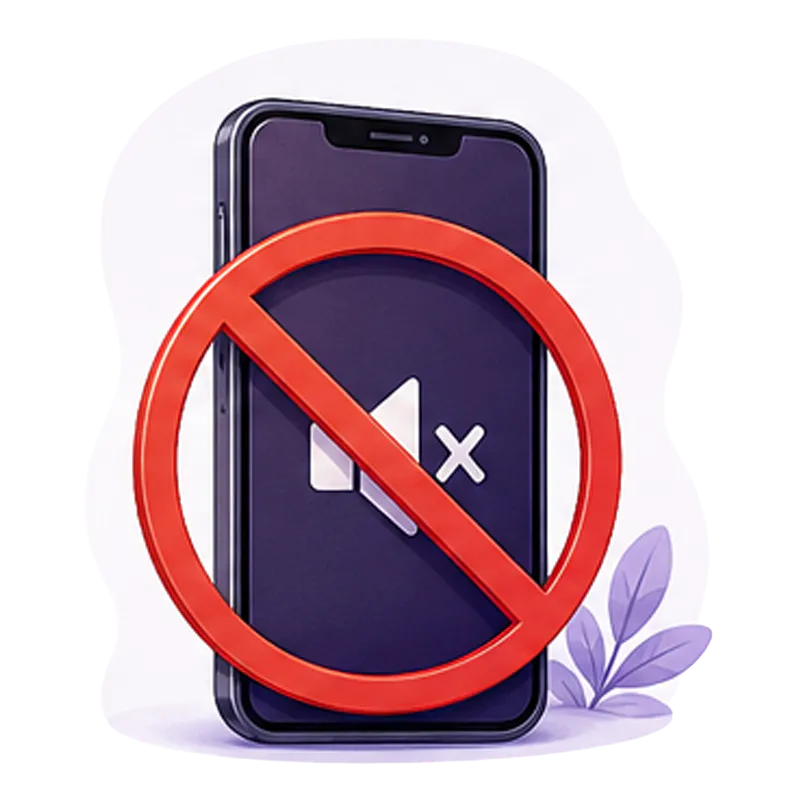 Teléfono celular dentro de un símbolo de prohibición
