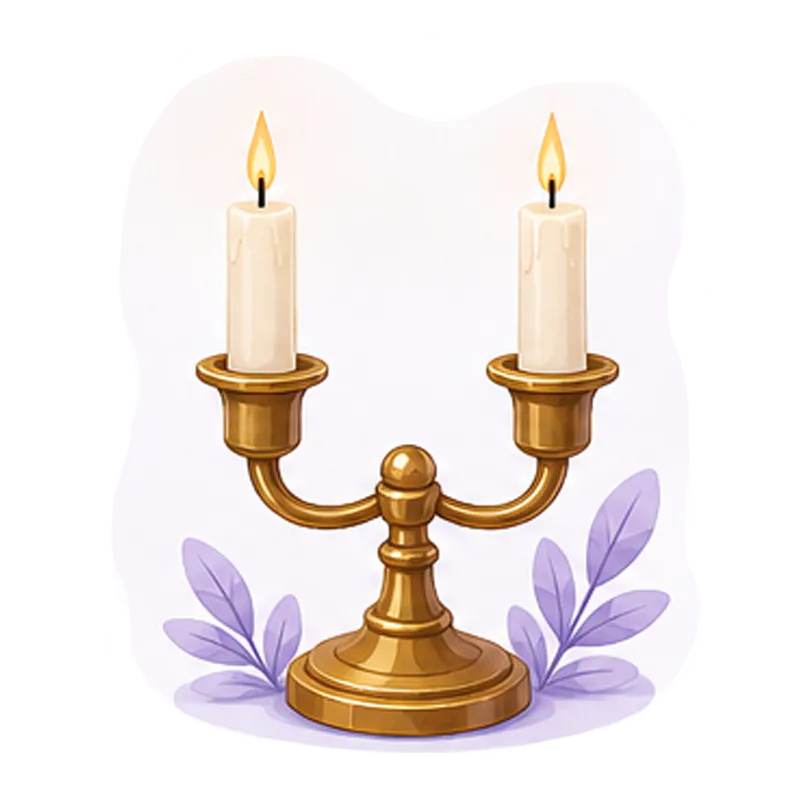 Candelabro con dos velas blancas encendidas
